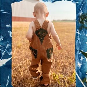 18M Cyanotype Carhartt Overalls | Size 18-Month Upcycled Botanical Print